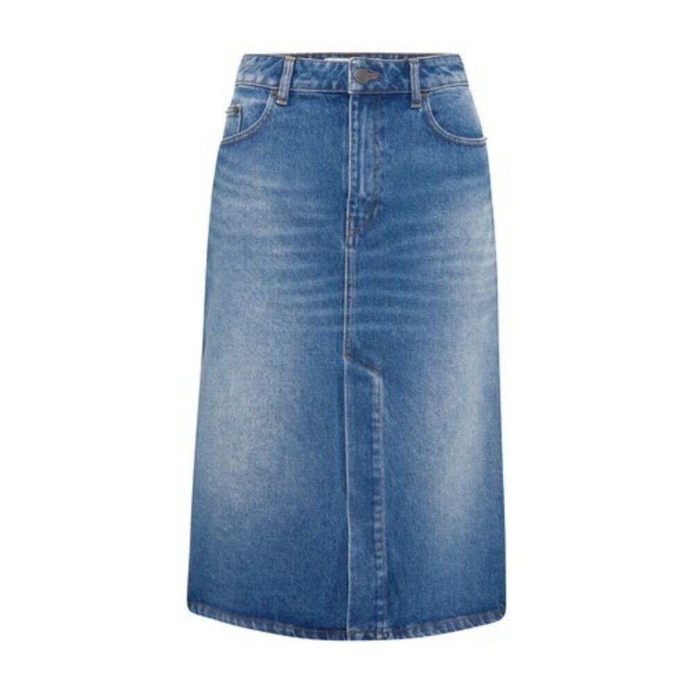 Ami Paris Pencil Midi Skirt Womens 28 Blue Denim Straight Cut Coin Pockets RED19